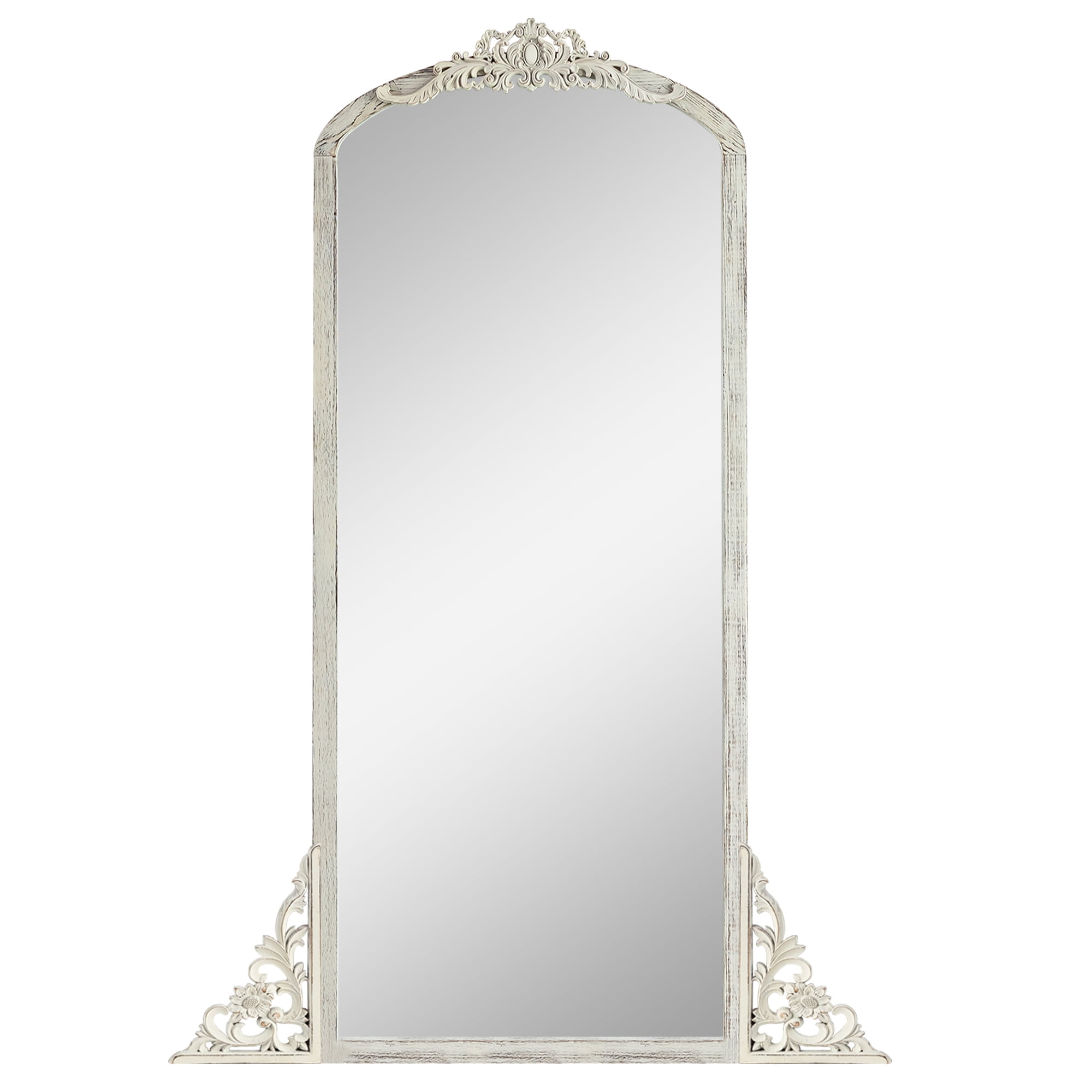67"x28" Arch Full-Length Vintage Mirror, Weathered White
