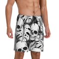 thumbnail image 2 of Easygdp Skull and palm leaves Men's Short Pajama Pants, Sleep Shorts, Household Pants, Casual Pants with Pockets - Medium, 2 of 9