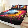 thumbnail image 3 of jejeloiu Football Game Twin Sheet Sets,Soccer Sport Theme Twin Fitted Sheet,Oil Painting Aesthetic Flat Sheet For Boys Kids,Microfiber Bedroom Decor,3-Piece, 3 of 7