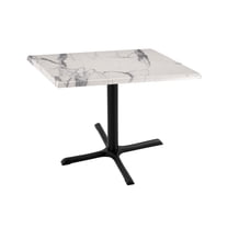 Holland 30" Black X-Style Base Square Table in 30" White Marble Top