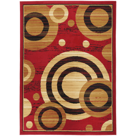 Beige Medallion Kashan Rug - Antep Rugs Kashan King Collection GALAXY Geometric Polypropylene Indoor Area Rug Maroon and Beige 5' X 7'