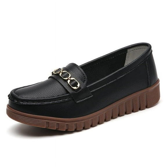 Women's Casual Loafers Slip On Leather Shoes Lightweight Walking Shoes Moccasins Classic Penny Loafer Flats Boat Shoes