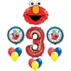 Elmo Sesame Street #3 3rd Third Birthday Party Supply Balloon Mylar and Latex Set
