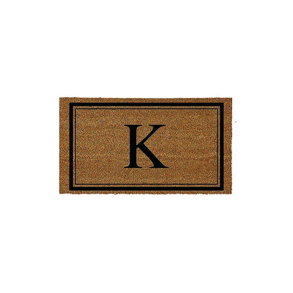 Evergreen Monogram Indoor Outdoor 100% Natural Coir Doormat 28" x 16" | Letter "K"