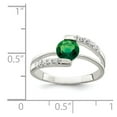 thumbnail image 3 of White Sterling Silver Ring Band Fashion Cubic Zirconia CZ Clear Green, 3 of 3