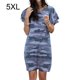 thumbnail image 1 of Vestido de mujer Camiseta larga con estampado de camuflaje Vestido suelto de manga corta, Azul, 5XL sidaley AP002154-40, 1 of 6