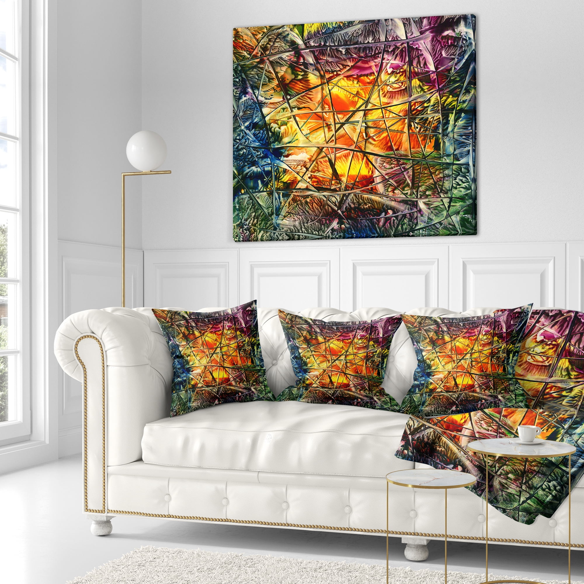 Designart Amber Abstract - Abstract Throw Pillow - 18x18