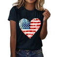 thumbnail image 2 of successthop 4th of July Clothes for Women Heart Flags Summer Shirt Festival T Shirts Crewneck Short Sleeve Tops Black XL, 2 of 4