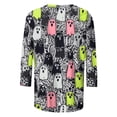thumbnail image 5 of JOANKDMI Womens Graphic Tees 3/4 Sleeve Crewneck Ghost Print Casual T Shirts Fall Holiday Tops Vintage Relaxed Fit Pullover Shirts for Halloween Daily Wear Streetwear, 5 of 6