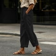thumbnail image 5 of ibiyuan Business Casual Pants for Women Wide Leg Petite Palazzo Pants Breathable Women Trousers Drawstring Lounge Pants Women with Pockets Cropped Spring Summer Vacation Outfits, 5 of 6