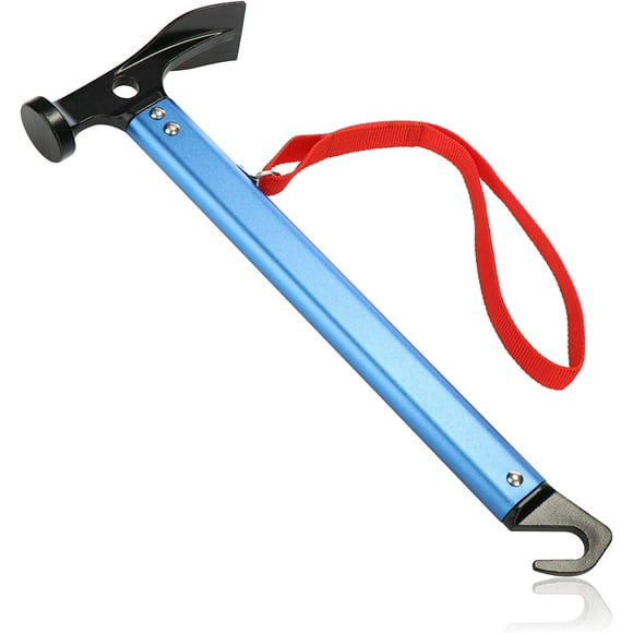 Camping Hammer with Stake Puller - Tent Hammer with Wrist Strap - Aluminum Stake