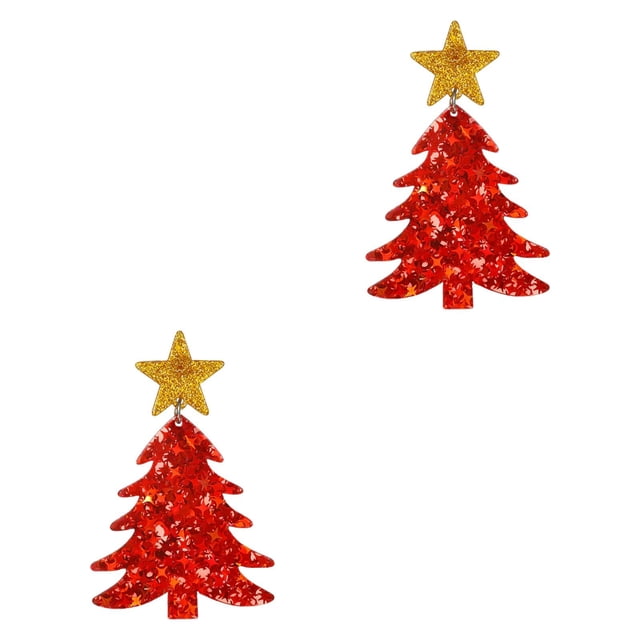 Pendientes colgantes navideños decorativos para fiesta, regalo de Navidad para mujer rojo