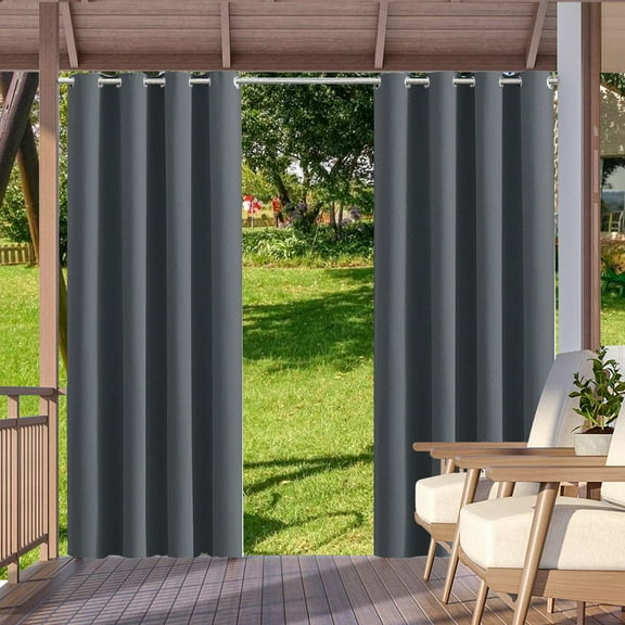 SHANNA Indoor/Outdoor Curtains - Grommet Top Waterproof Windproof Privacy Blackout Drapes for Garden Porch Gazebo Patio, Dark Gray, 52*84 in, 1 Panel