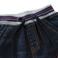 thumbnail image 3 of Huowey Toddler Kid Boy Denim Pants Elastic Mid Waist Solid Color Vintage Washed Long Straight Trousers With Pockets Jeans Soft Ripped Denim Elastic Drawstring Joggers Trendy Dailywear,Blue,4-5 Years, 3 of 8