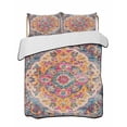 thumbnail image 2 of Quilts Twin Size, Blue Pink Soft Comforter Bedding Set for Bed, Boho Middle Century Geometric Abstract Lightweight Quilted Bedspread with Pillow Cover(2 Pieces) for All Season, 68x86 Inch, 2 of 6