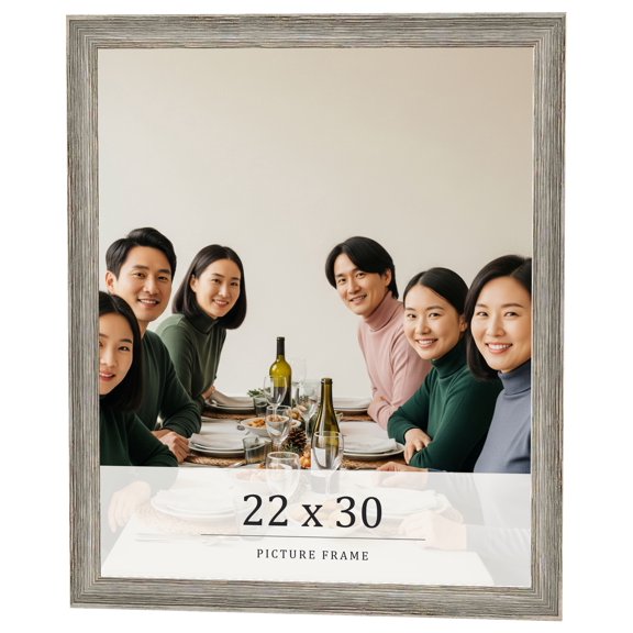 22x30 Frame Grey Solid Wood Picture Frame Width 1 Inches | Interior Frame Depth 0.5 Inches |