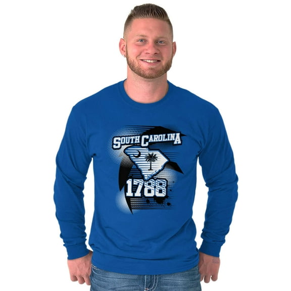South Carolina Flag Cute State Shape Long Sleeve TShirt Men Women Brisco Brands S