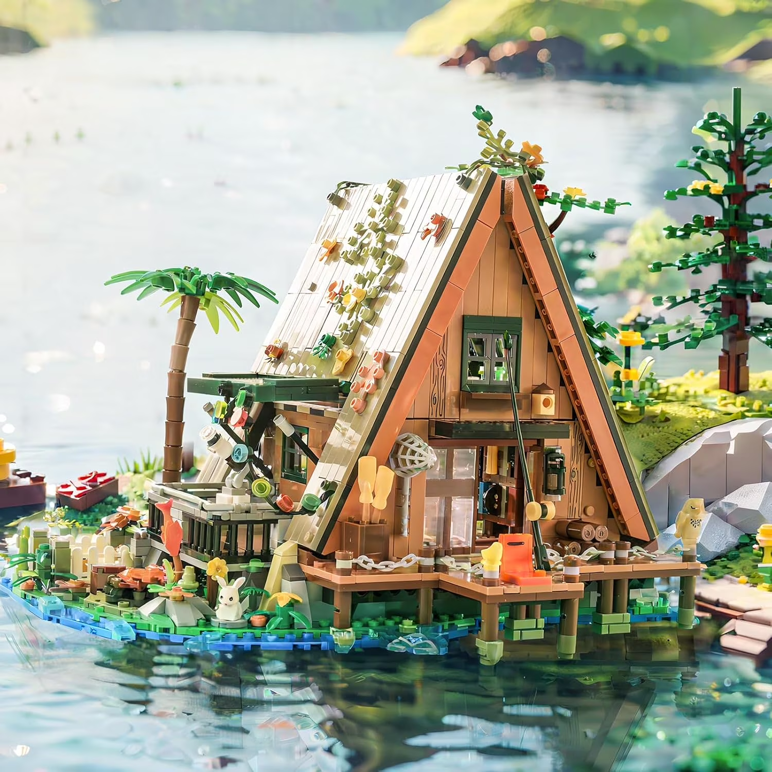 A-Frame Cabin Architecture House Building Set, Creative Cottage Model Kit for Boys & Girls