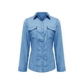 thumbnail image 4 of Patlollav Womens Denim Shirt Women Chambray Jean Western Shirts Long Sleeve Button Tops Up to 50% off, 4 of 6