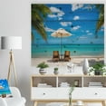 thumbnail image 3 of Design Art - Turquoise Beach with Chairs, 3 of 5