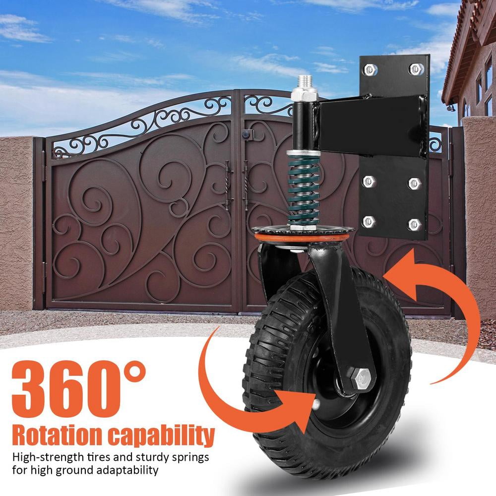ZHON Spring Loaded Gate Wheel Gate Caster Heavy Duty Fence Wheel Spring Loaded Fence Gate Wheel 360 Degree Rotation Gate Rollers Gate Hardware Farm Gate Wheel great
