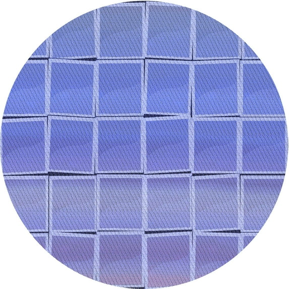 Ahgly Company Machine Washable Indoor Round Transitional Denim Blue Area Rugs, 4' Round