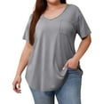 thumbnail image 5 of Mlqidk Plus Size Womens Tops 4x-5x Summer Short Sleeve Tunics Shirts Solid Color T-Shirt Crew Neck Shirts Loose Casual Womens Clothing Gray 4XL, 5 of 5