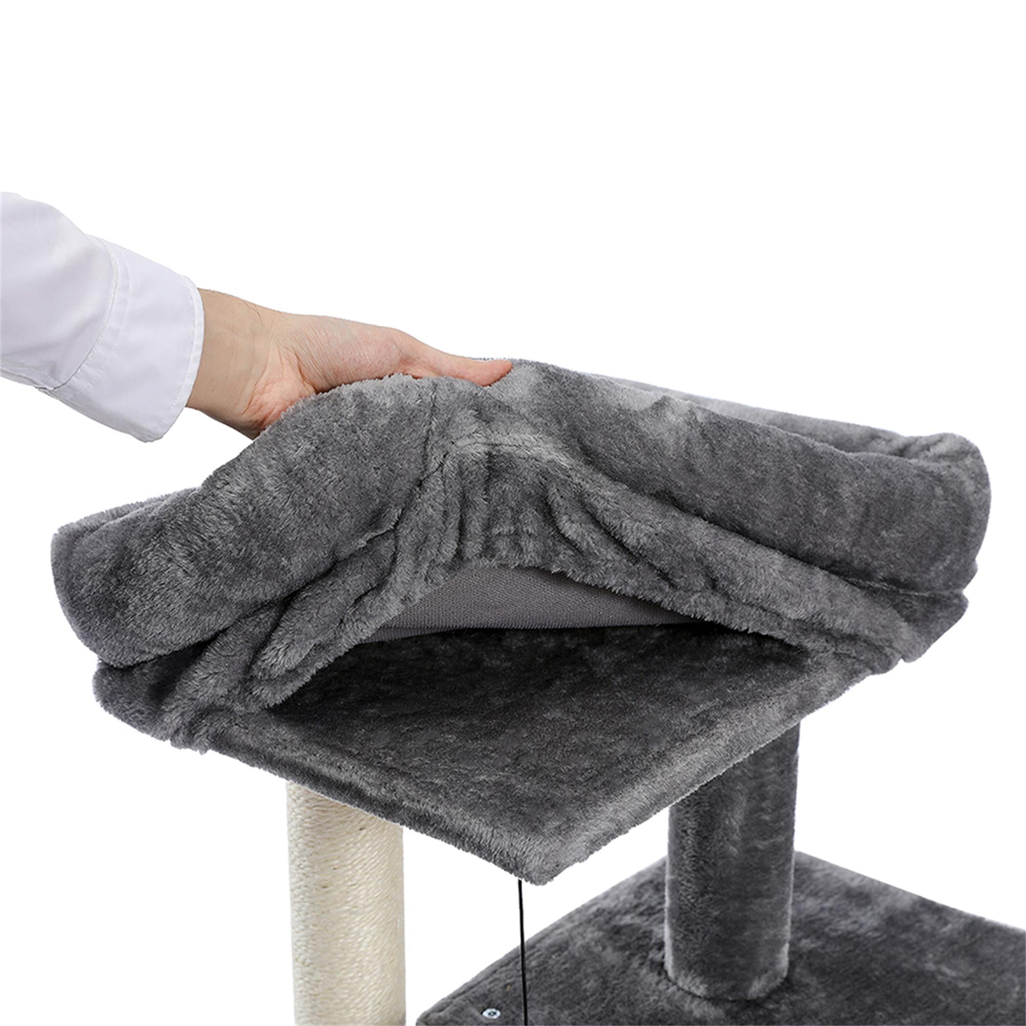 Kadyn 33" Multi-Level Cat Tree Tower Cat Condo with Scratching Posts, Jump Platform Top Perch, Hammock and Dangling Ball, Gray