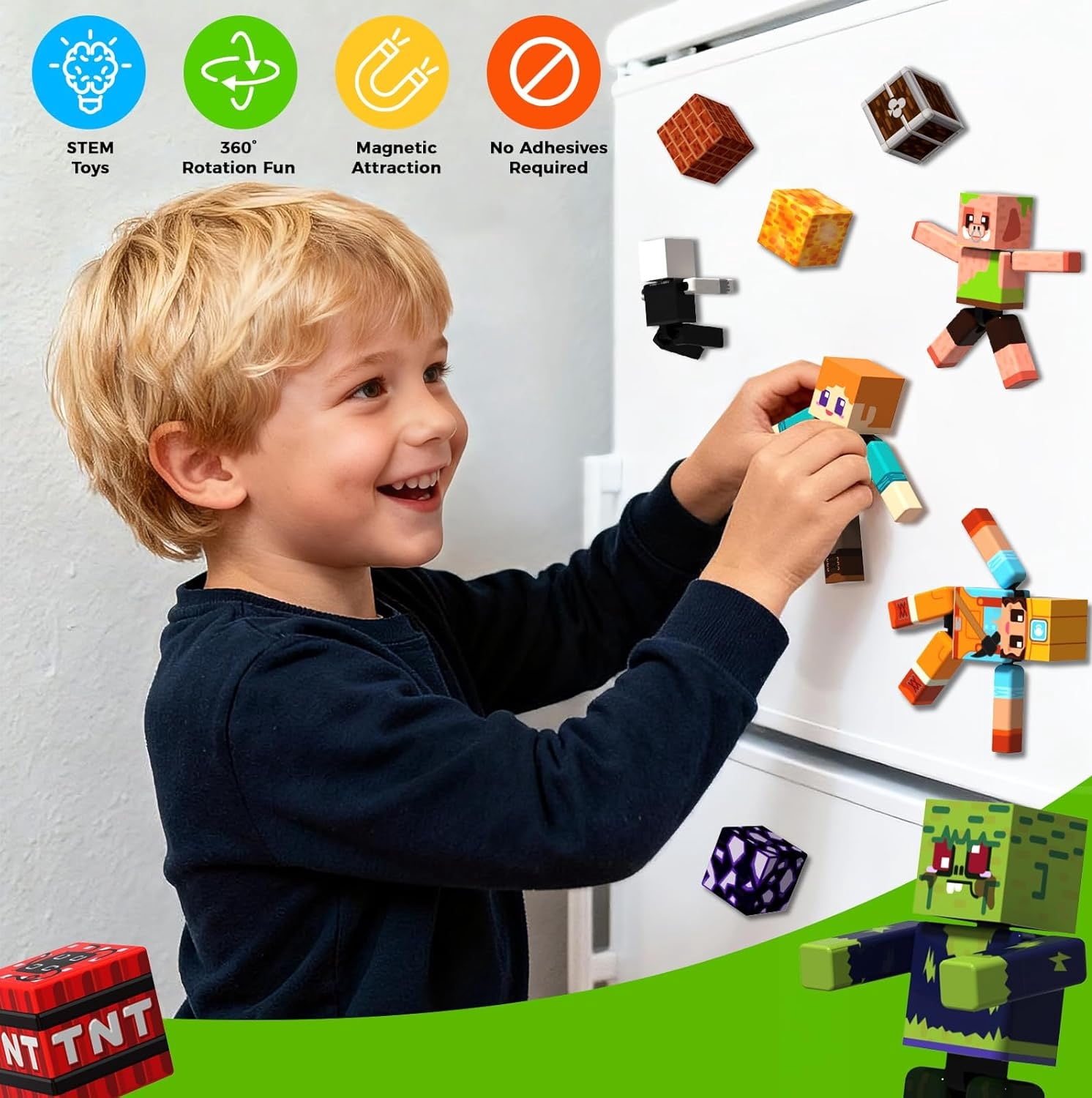 Annexfun 20 Pcs Magnetic Action Figures Playset - Magnetic Building Blocks, Magnet Cubes and Rotatable Figures Character Toys for Kids, STEM Toys, Christmas Birthday Gift for 3+ Year Old Boys Girls