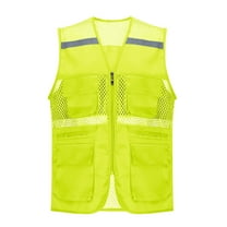 CENGNIAN No Boundaries Women's 4 Pockets Hi-Vis Blue Mesh Safety Vest,Women High Visibility Reflective Vest, Zipper Work Utility PPE Gear For Women,Green,Size L