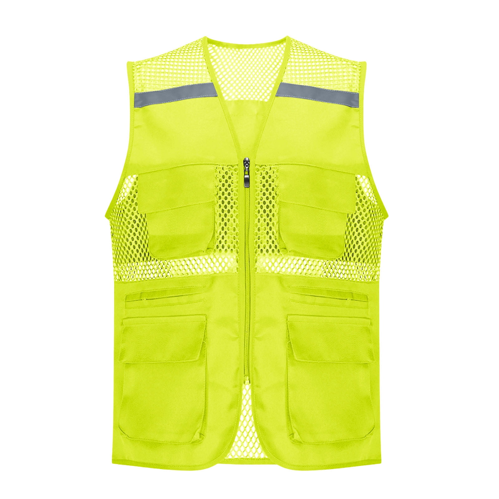 Rohuuque Women s Lightweight Fishing Vest Reflective Travel Hiking Safety Vest Jacket Foldable Outdoor Mesh Vest with Pockets Green