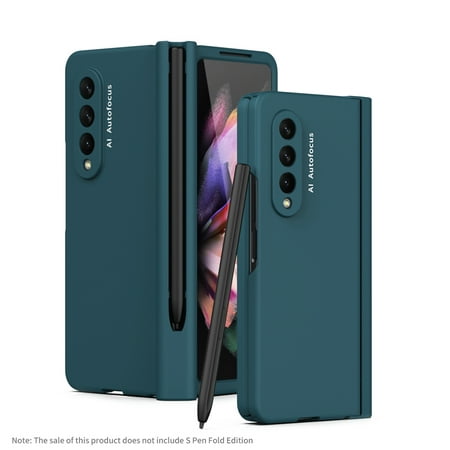 Samsung Galaxy Z Fold 3 Case with S-Pen Holder, Dteck Full Body Shockproof with Screen Protector Cover for Samsung Galaxy Z Fold 3 5G 2021, Cyan