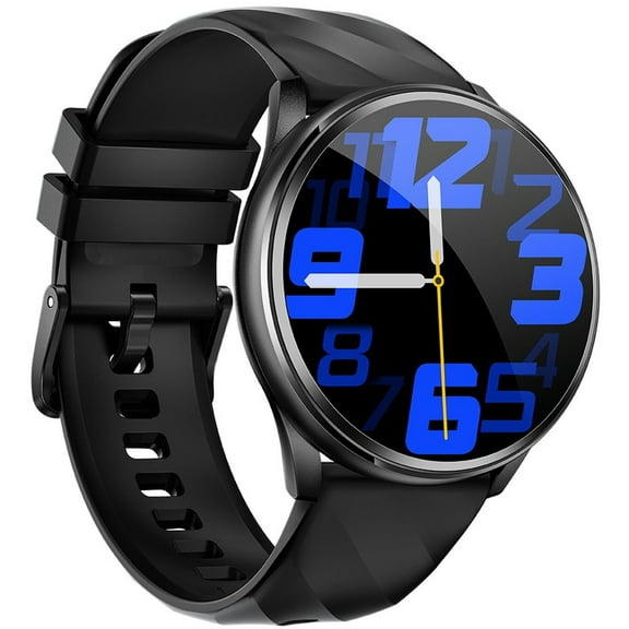 Black Smart Watch 1.46 Inch Round Screen Bluetooth Call Music Player Ip68 Waterproof Fitness Tracker Heart Rate Monitor Sleep Tracking Black Color For Android And Ios