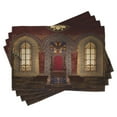 thumbnail image 1 of Ambesonne Gothic Place Mats Set of 4, Medieval Palace, Standard Size, Brown Ruby, 1 of 6