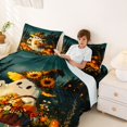 thumbnail image 3 of Manfei Pumpkin Lantern Print Bed Sheets,Gothic Halloween Ghosts Full Size Sheets,Black,4pcs,1 Flat Sheet, 1 Fitted Sheet and 2 Pillowcases, 3 of 6