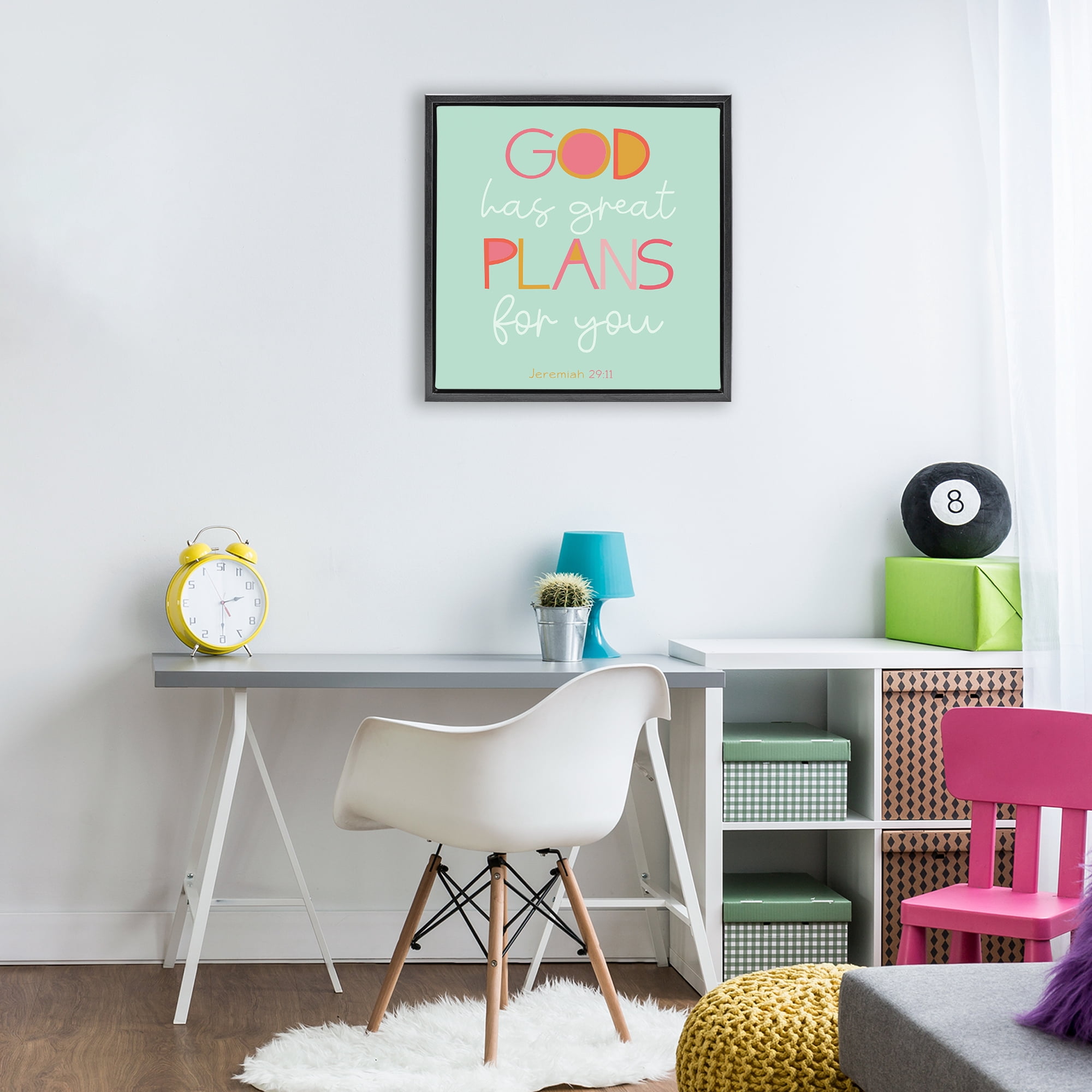 Stupell Industries Green God's Plans For You Black Framed Floater Canvas Wall Art, design by SD Graphics Studio
