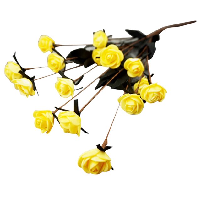 Artificial Flowers Decorative DIY Party Desktop Roses Bouquet Bedroom Romantic Table Simulation Home Room Decor Outdoor Yellow