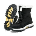 thumbnail image 6 of Xfvqtps Womens Snow Boots Lace Up Plush Fleece Line Solid Color Non Slip Waterproof Climbing Travel Outdoor Mid Calf Boots Winter Thick Cotton Shoes Skiing Cold Resistance Boots Black, 6 of 9