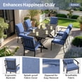 thumbnail image 5 of ALAULM 7PCS Patio Dining Set,Outdoor Metal Patio Furniture Set w/6 Fixed Chairs & Large Metal Table w/Umbrella Cutout for Garden,Backyard,Navy Blue, 5 of 8
