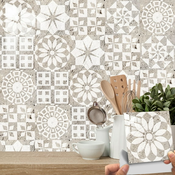 10 Pcs Waterproof Tiles Wall Stickers 7.9" x 7.9" Peel and Stick Kitchen Backsplash Vinyl Decals