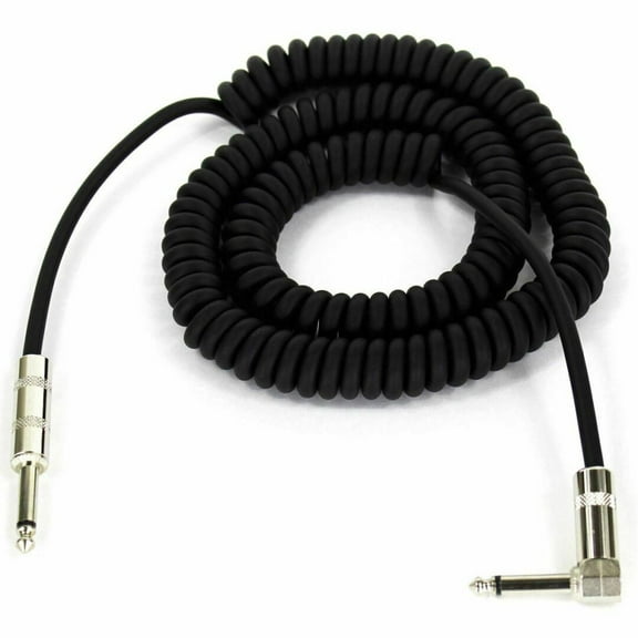 Perfekt Gear Guitar Cable Instrument Coiled Heavy Duty Black 20ft Right Angle