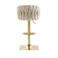 thumbnail image 5 of Triple Tree Ivory Velvet Adjustable Height Barstools with Woven Back, Metal Square Base (Set of 2), 5 of 9