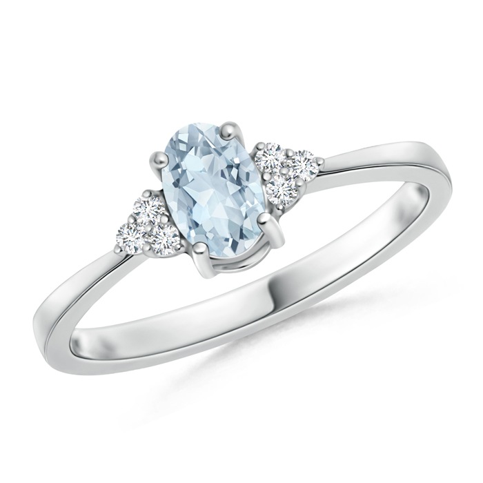 Angara March Birthstone Ring Solitaire Oval Aquamarine And Diamond Promise Ring In 14k White Gold 6x4mm Aquamarine Sr0231aq Wg A 6x4 13 Walmart Com Walmart Com