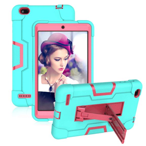 FIEWESEY for Vankyo MatrixPad S8 8" Case,Touch Y80 8" Case,Heavy-Duty Rugged Hybrid case for Winnovo M8/TECLAST P80H/TECLAST P80X/TECLAST MIX/Haehne 8 inch tablet/VUCATIMES N8 8 Inch (Green/Pink)