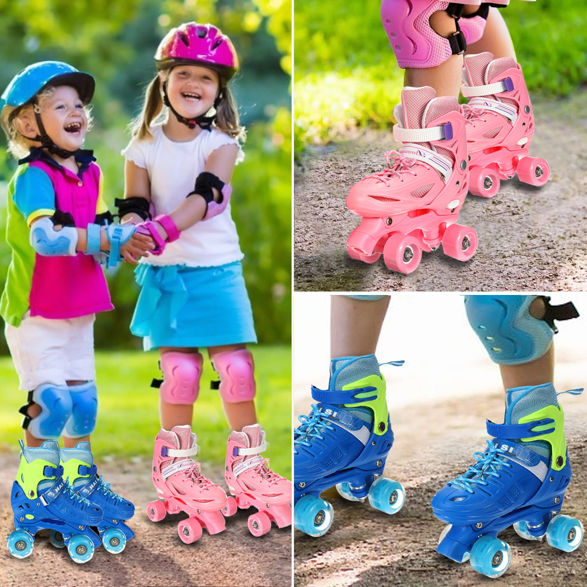 Buy Kids Quad Roller Skates for Boys Girls Adjustable Beginner 