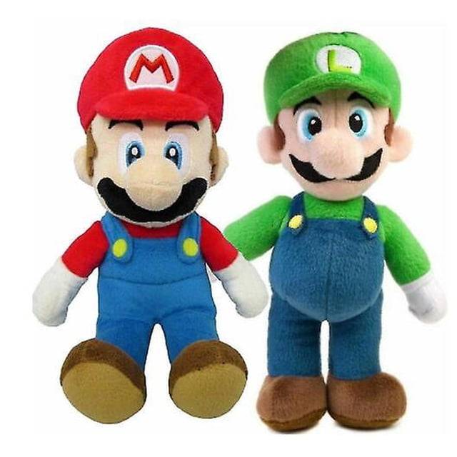 Muñeco de peluche Super Mario Bros Mario Luigi, 25 cm, juego de 2 piezas