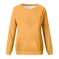 thumbnail image 5 of Women's Solid Color Crewneck Sweatshirt, Casual Long Sleeve Pullover Top with Front Pockets, Comfortable No Hood Streetwear for Daily Wear, Home and Outdoor Activities Orange S, 5 of 5