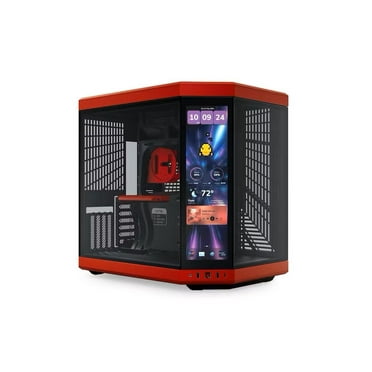 HYTE Y70 Touch Dual Chamber ATX Mid Tower Modern Aesthetic Case With Integrated 2.5K LCD Touchscreen - Black Cherry