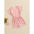 thumbnail image 3 of Bagilaanoe 2pcs Toddler Baby Girl Shorts Set Short Sleeve Flower Print T Shirt Tops + Shorts 6M 12M 18M 24M 3T 4T Kids Casual Summer Clothes, 3 of 7