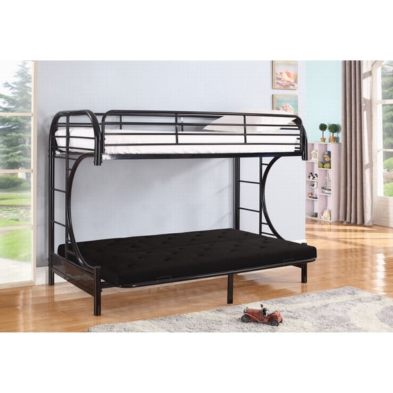Nathaniel Home Twin Over C Futon Metal Bunk Bed-Color:Black